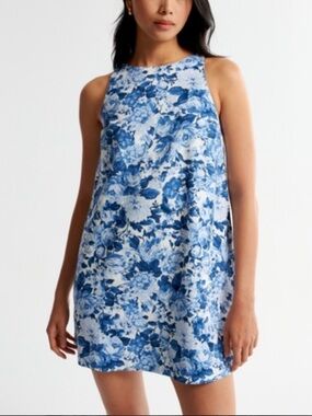 Floral Blue Shift Dress - Blue